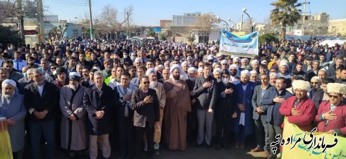 راهپیمایی پرشکوه اهالی مرزنشین شهرستان مراوه‌تپه در روز ۲۲ بهمن مشت محکمی بود بر دهان یاوه گویان
