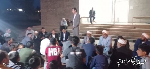 دیدار و نشست صمیمی فرماندار شهرستان مراوه‌تپه با نمازگذاران روستای قربان پیکار