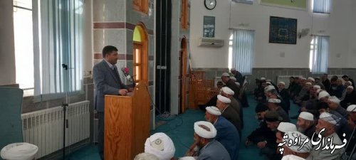 حضور فرماندار مراوه‌تپه در جمع نمازگزاران مصلی نماز جمعه شهرستان