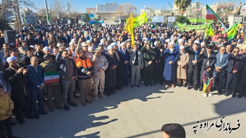 راهپیمایی ۲۲ بهمن در شهرستان مراوه‌تپه برگزار شد